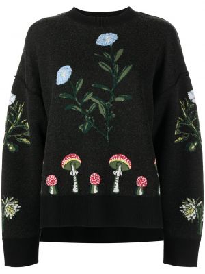 Пуловер на цветя Monse черно