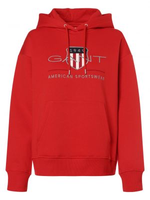 Sweter z kapturem Gant czerwony