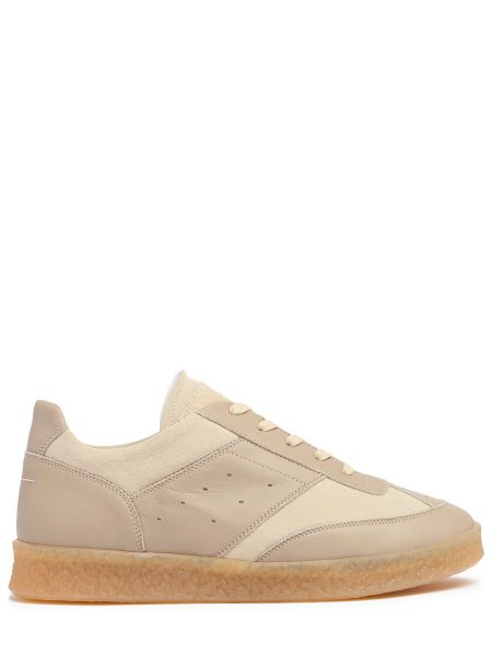 Læder lave sneakers Mm6 Maison Margiela beige