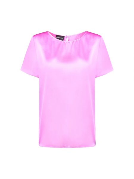 Jedwabna koszulka Emporio Armani różowa