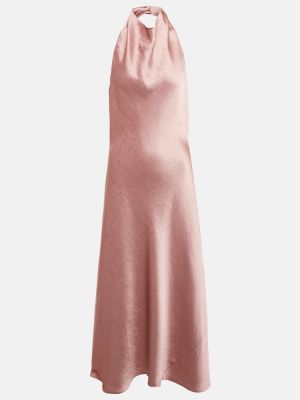 Saténové dlouhé šaty Vince růžové