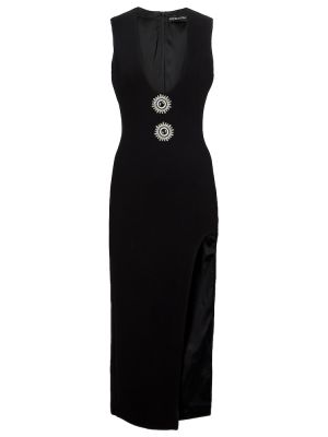 Μάλλινη μίντι φόρεμα David Koma μαύρο