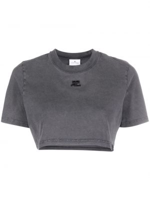 Crop top med broderi Courreges grå