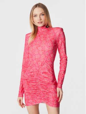 Slim fit koktejlové šaty Rotate růžové