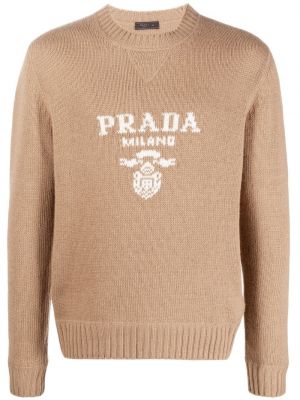 Вълнен пуловер Prada кафяво