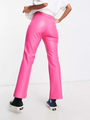 Кожаные брюки из искусственной кожи Stradivarius розовые