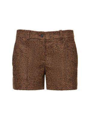 Shorts en tweed à motif chevrons Michael Kors Collection marron