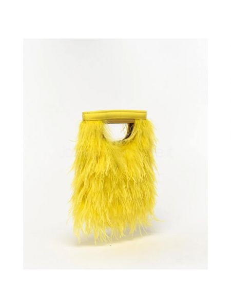 Bolso clutch con plumas de plumas Pinko amarillo