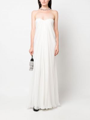 Jedwabna sukienka wieczorowa szyfonowa Alexander Mcqueen biała