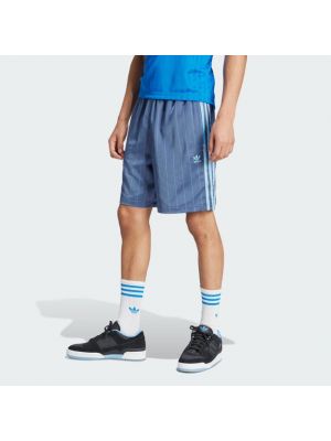 Shorts en coton à rayures Adidas bleu