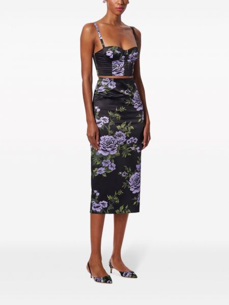 Květinové pouzdrová sukně s potiskem Carolina Herrera černé