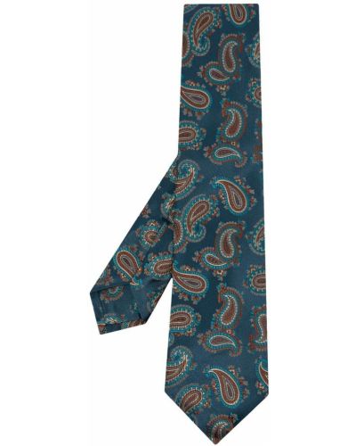 Corbata de cachemir con estampado de cachemira Kiton azul
