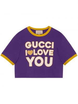 Tricou din bumbac cu imagine Gucci violet