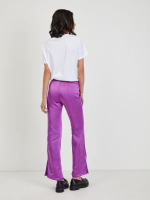 Saténové kalhoty Only fialové
