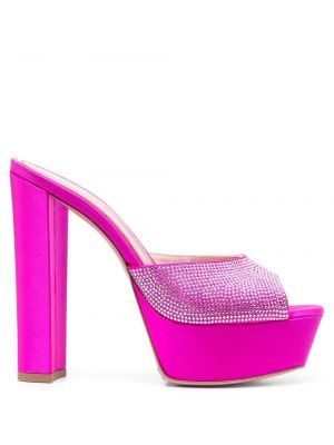 Papuci tip mules cu platformă de cristal Gedebe roz