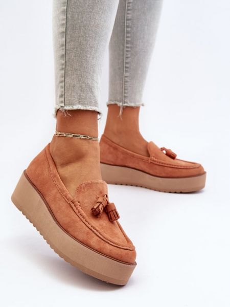 Pantofi loafer cu franjuri cu platformă Kesi portocaliu