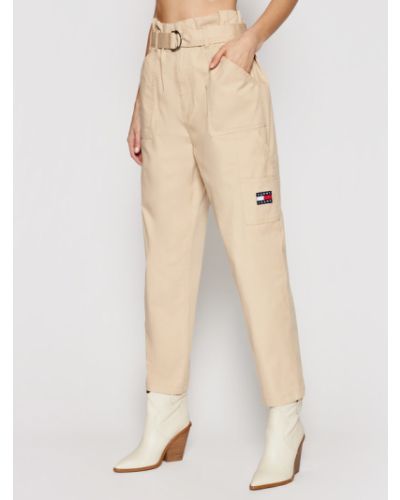 Spodnie paperbag materiałowe Tommy Jeans