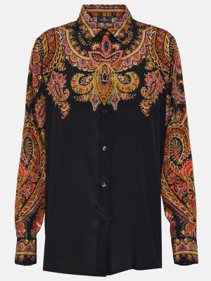 Bluză de mătase cu model floral Etro negru