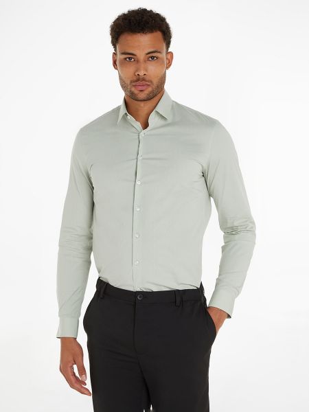 Camisa slim fit con estampado Calvin Klein verde