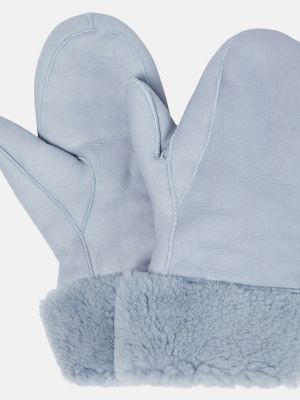 Mănuși din piele Yves Salomon albastru