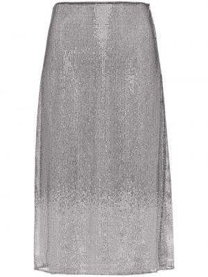 Midi φούστα με πετραδάκια Prada ασημί