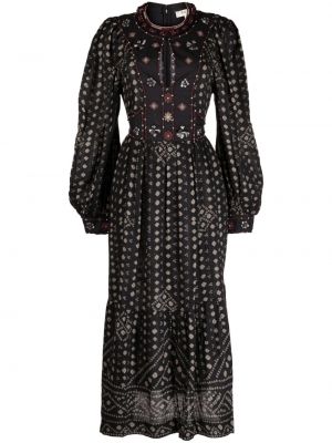 Sukienka midi bawełniana z nadrukiem Sea czarna