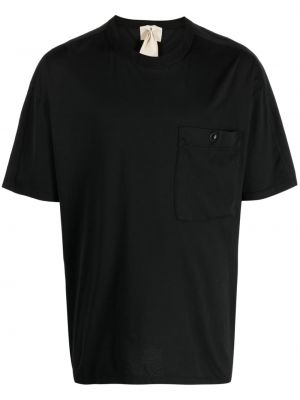 Bavlněné tričko s kapsami Ten C černé