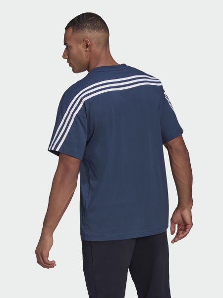 Футболка з нашивками в смужку Adidas, синя