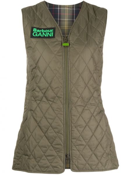 Obojstranná kockovaná prešívaná vesta Barbour zelená
