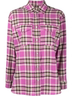 Kostkovaná bavlněná košile Isabel Marant Etoile růžová