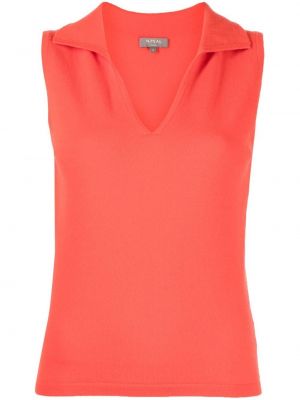 Кашмирена поло тениска без ръкави N.peal оранжево