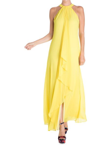 Sukienka z dekoltem typu halter Meghan La żółta