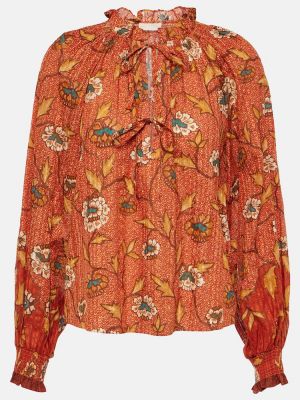 Pamučna bluza s cvjetnim printom Ulla Johnson narančasta