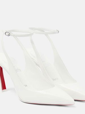 Кожени полуотворени обувки с отворена пета Christian Louboutin бяло