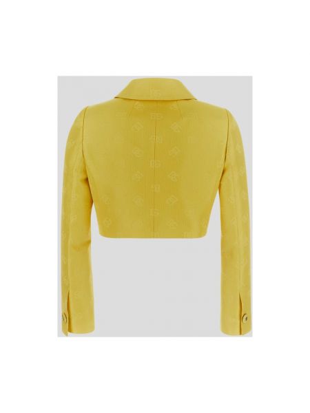 Pikowana kurtka skórzana Dolce And Gabbana żółta