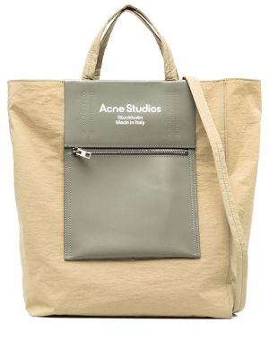Leder shopper handtasche mit print Acne Studios grün