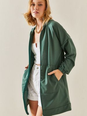 Mikina s kapucí na zip Xhan zelená