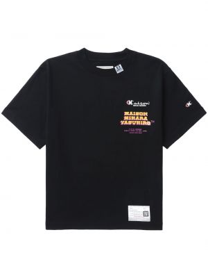 T-shirt en coton à imprimé Maison Mihara Yasuhiro noir