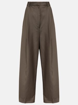 Vlněné rovné kalhoty Totême šedé