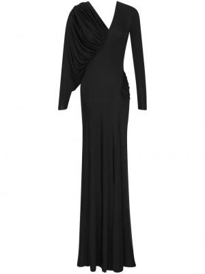 Večernja haljina s draperijom Saint Laurent crna
