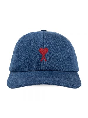 Cappello ricamato Ami Paris blu