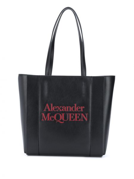 Bolso shopper con estampado Alexander Mcqueen negro