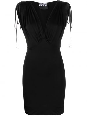 Džinsinė suknelė be rankovių v formos iškirpte Versace Jeans Couture juoda
