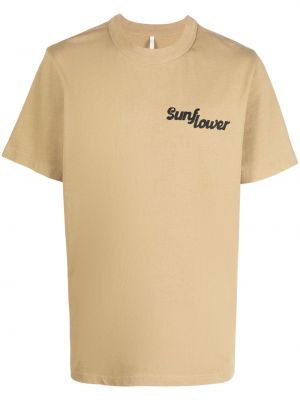 Tricou din bumbac cu imagine Sunflower maro