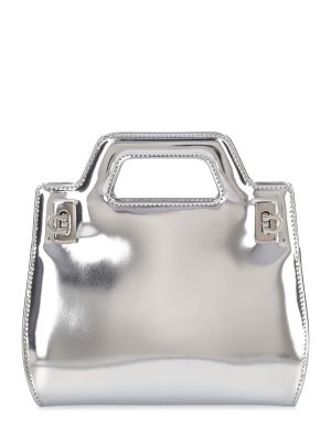 Bőr táska Ferragamo ezüstszínű