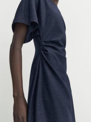 Шерстяное платье миди Massimo Dutti синее