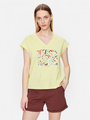 Tricou cu imprimeu abstract Volcano galben
