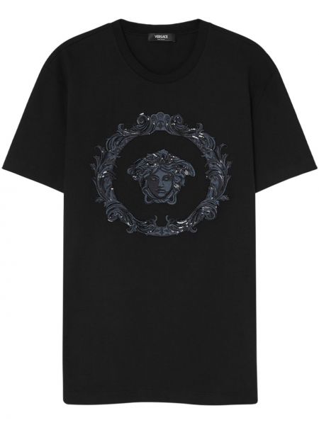Bavlnené tričko Versace čierna