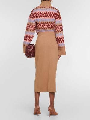 Falda midi de lana de cachemir con estampado de cachemira Jardin Des Orangers marrón