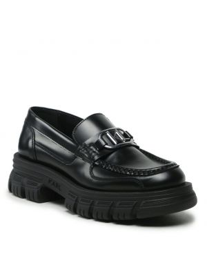 Pantofi loafer din piele cu platformă Karl Lagerfeld negru